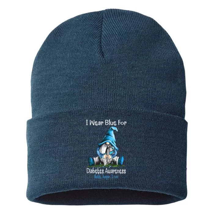 In November We Wear Blue Gnomes T1D Diabetes Awareness Sustainable Knit Beanie