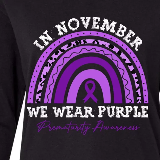 In November We Wear Purple Prematurity Awareness Rainbow Meaningful Gift Womens Cotton Relaxed Long Sleeve T-Shirt