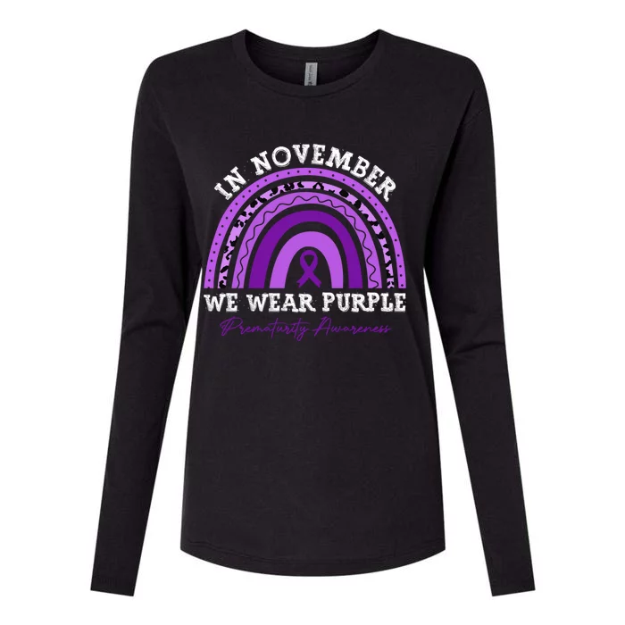 In November We Wear Purple Prematurity Awareness Rainbow Meaningful Gift Womens Cotton Relaxed Long Sleeve T-Shirt