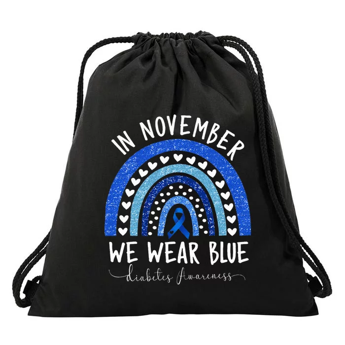 In November We Wear Blue Diabetes Awareness Drawstring Bag