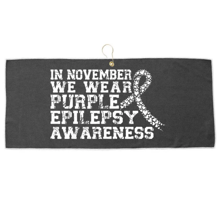 In November We Wear Purple Epilepsy Awareness Month Large Microfiber Waffle Golf Towel