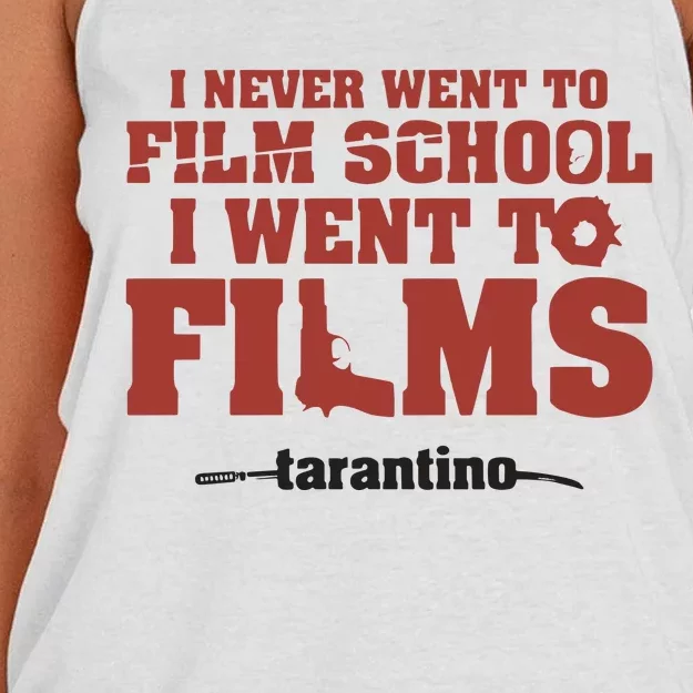 I Never Went To Film School I Went To Films Tarantino Women's Knotted Racerback Tank