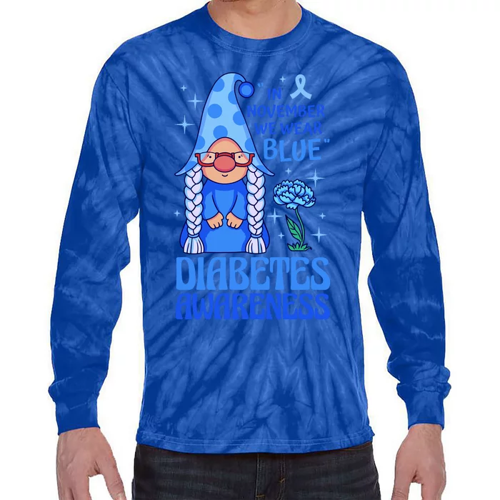 In November We Wear Blue For Diabetes Awareness Tie-Dye Long Sleeve Shirt