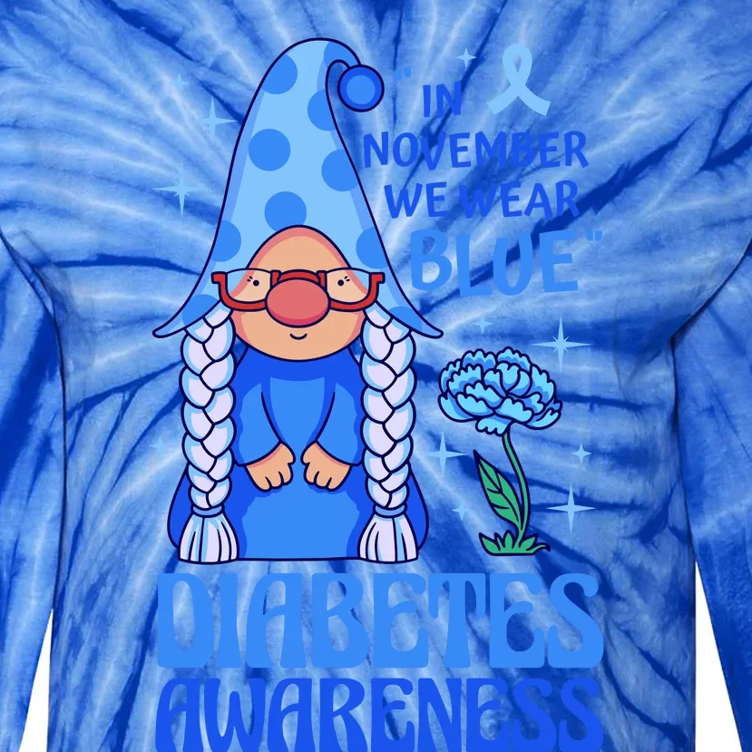 In November We Wear Blue For Diabetes Awareness Tie-Dye Long Sleeve Shirt