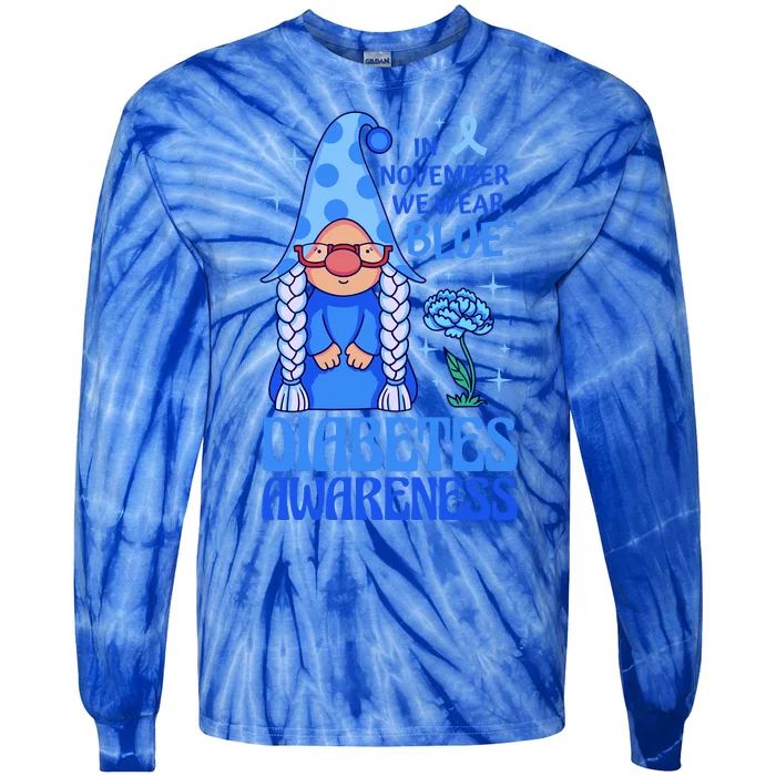 In November We Wear Blue For Diabetes Awareness Tie-Dye Long Sleeve Shirt