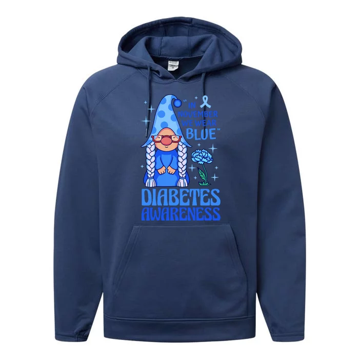 In November We Wear Blue For Diabetes Awareness Performance Fleece Hoodie