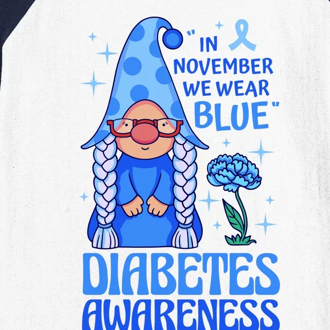 In November We Wear Blue For Diabetes Awareness Baseball Sleeve Shirt