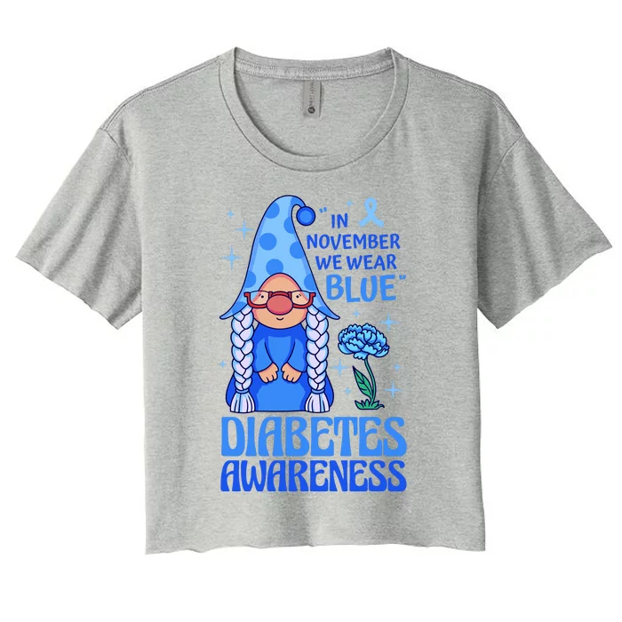 In November We Wear Blue For Diabetes Awareness Women's Crop Top Tee