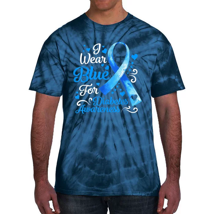 In November We Wear Blue Ribbon Diabetes Awareness Month Tie-Dye T-Shirt