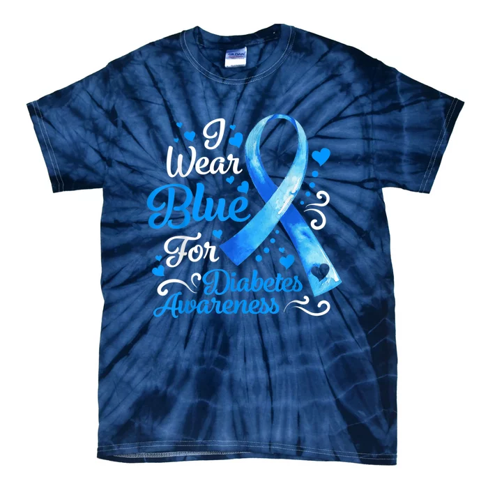 In November We Wear Blue Ribbon Diabetes Awareness Month Tie-Dye T-Shirt