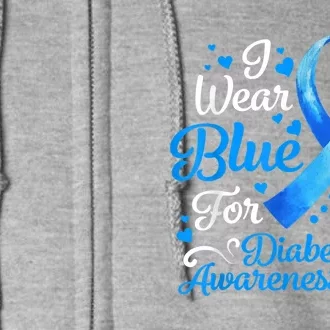 In November We Wear Blue Ribbon Diabetes Awareness Month Full Zip Hoodie