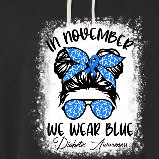 In November We Wear Blue Support Squad Diabetes Awareness Garment-Dyed Fleece Hoodie