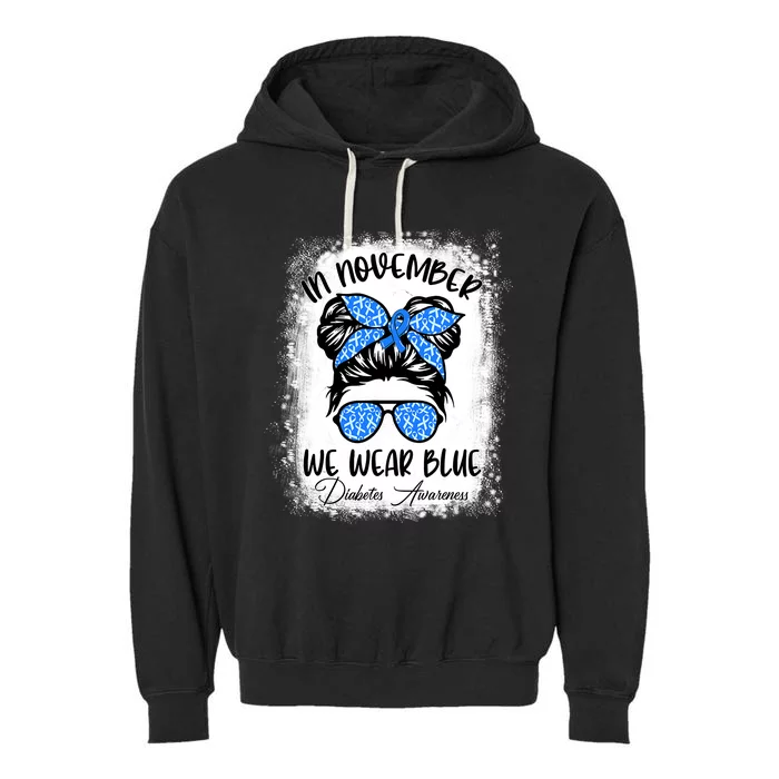 In November We Wear Blue Support Squad Diabetes Awareness Garment-Dyed Fleece Hoodie