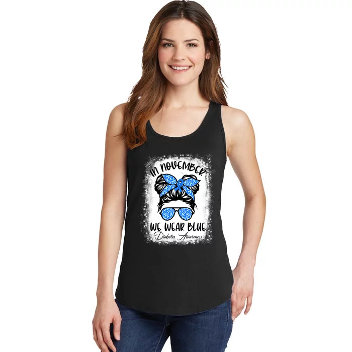 In November We Wear Blue Support Squad Diabetes Awareness Ladies Essential Tank