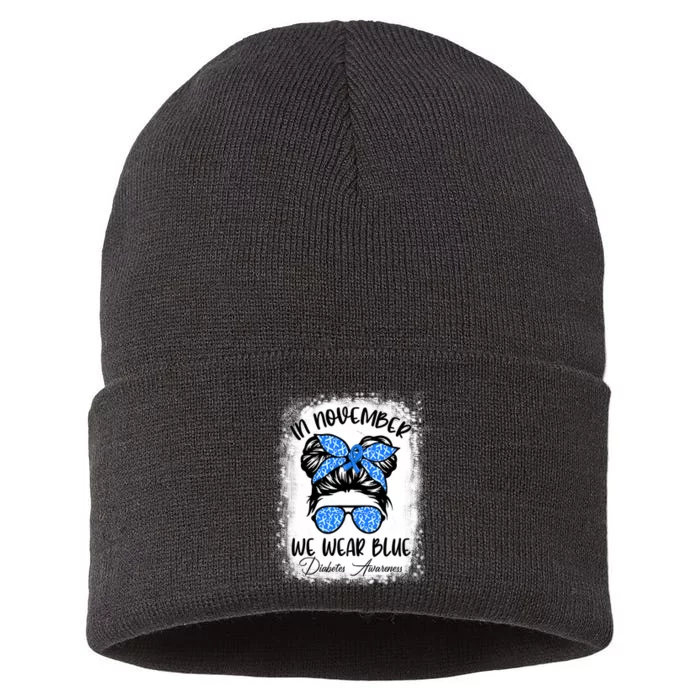 In November We Wear Blue Support Squad Diabetes Awareness Sustainable Knit Beanie