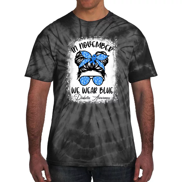 In November We Wear Blue Support Squad Diabetes Awareness Tie-Dye T-Shirt