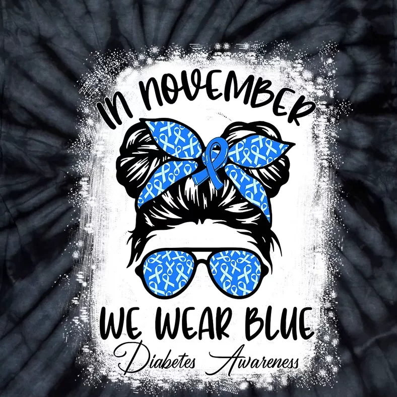 In November We Wear Blue Support Squad Diabetes Awareness Tie-Dye T-Shirt