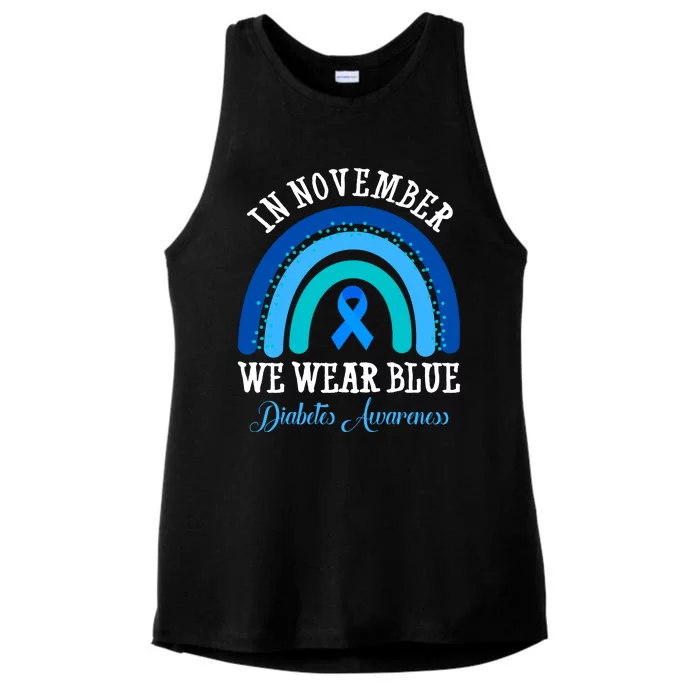 In November We Wear Blue Diabetes Awareness Rainbow Ladies Tri-Blend Wicking Tank