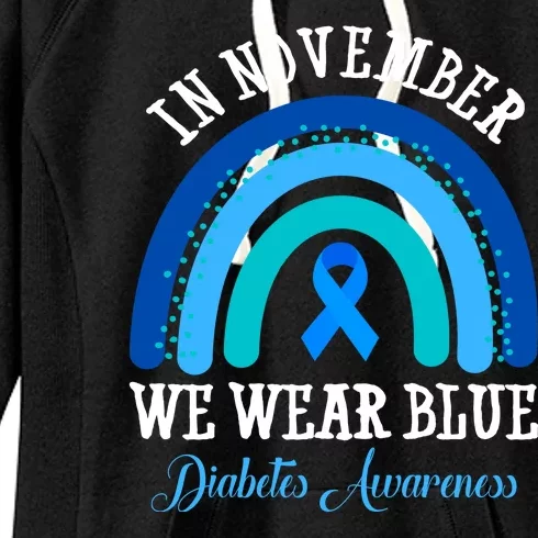 In November We Wear Blue Diabetes Awareness Rainbow Women's Fleece Hoodie