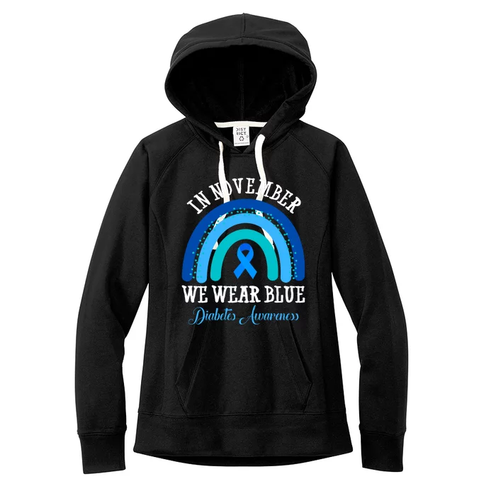 In November We Wear Blue Diabetes Awareness Rainbow Women's Fleece Hoodie