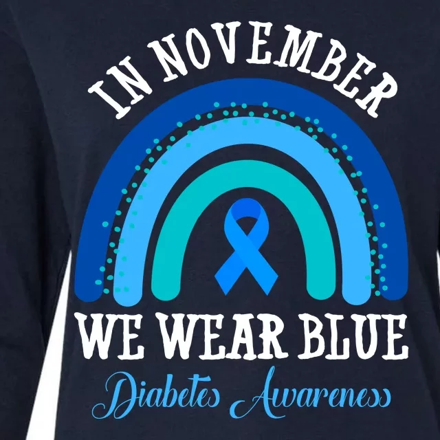 In November We Wear Blue Diabetes Awareness Rainbow Womens Cotton Relaxed Long Sleeve T-Shirt