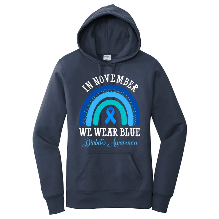 In November We Wear Blue Diabetes Awareness Rainbow Women's Pullover Hoodie