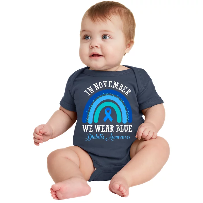 In November We Wear Blue Diabetes Awareness Rainbow Baby Bodysuit