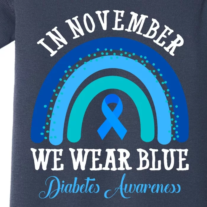 In November We Wear Blue Diabetes Awareness Rainbow Baby Bodysuit