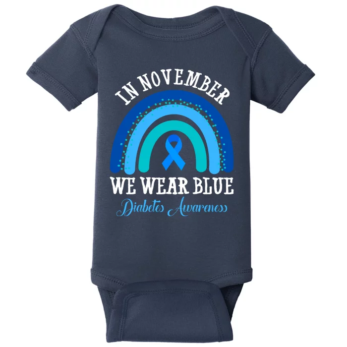 In November We Wear Blue Diabetes Awareness Rainbow Baby Bodysuit