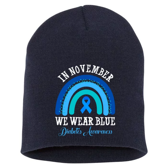 In November We Wear Blue Diabetes Awareness Rainbow Short Acrylic Beanie