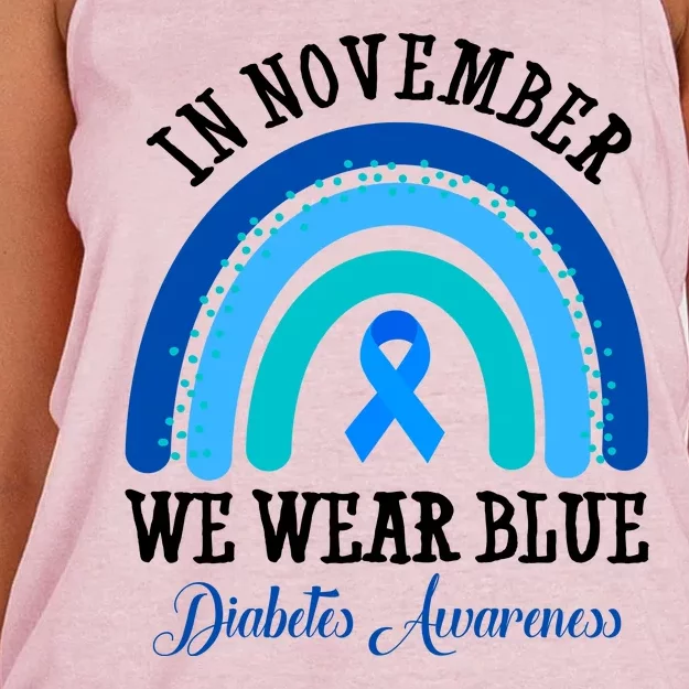 In November We Wear Blue Diabetes Awareness Rainbow Women's Knotted Racerback Tank