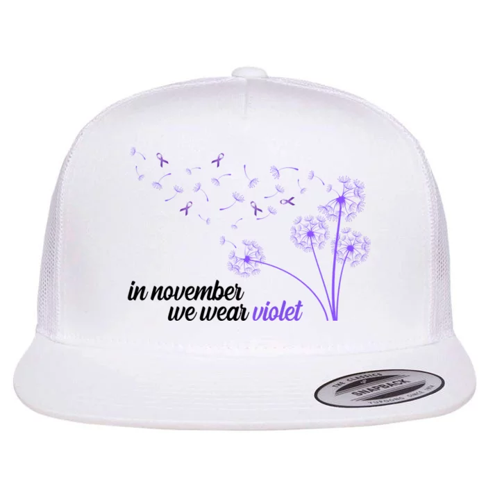 In November We Wear Violet Alzheimer Awareness Flat Bill Trucker Hat