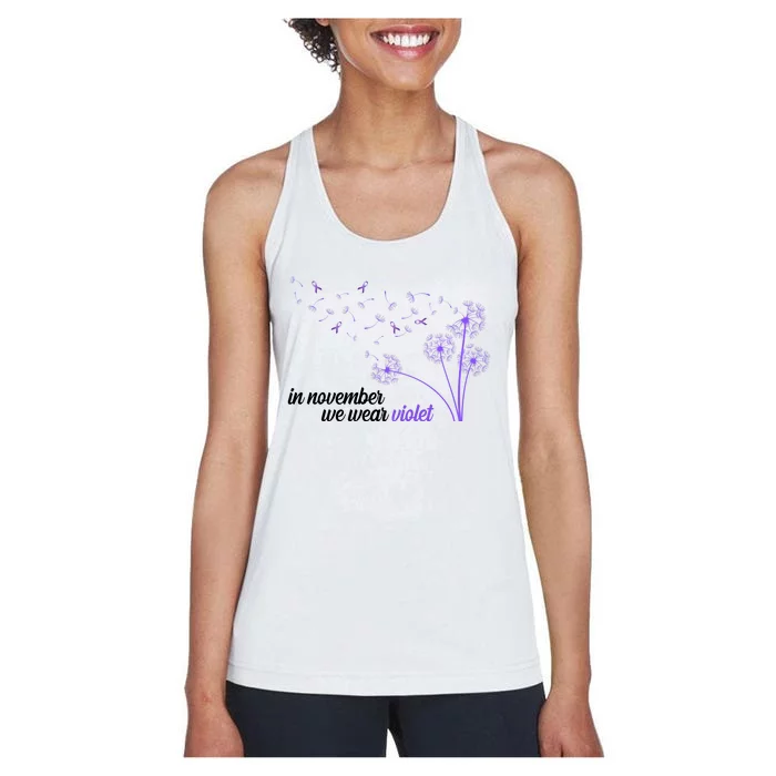 In November We Wear Violet Alzheimer Awareness Women's Racerback Tank