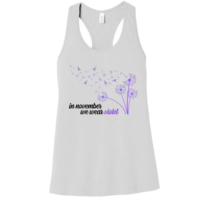 In November We Wear Violet Alzheimer Awareness Women's Racerback Tank