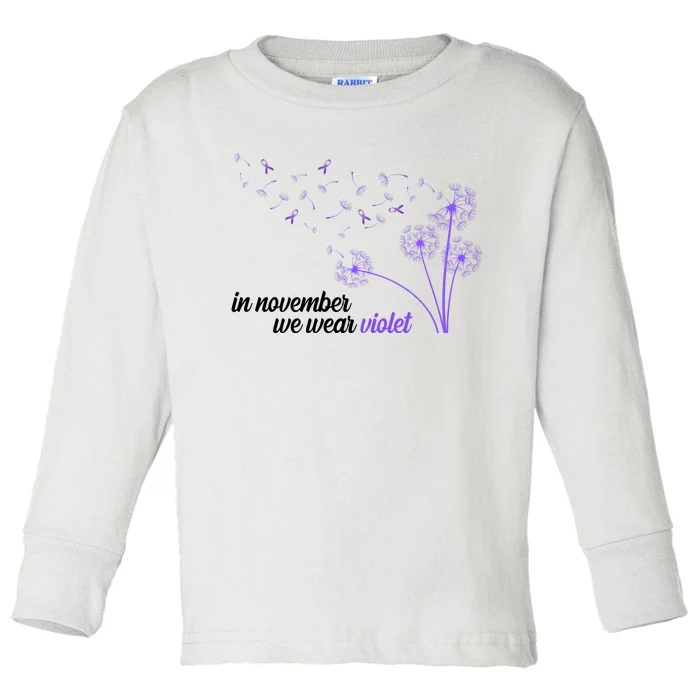 In November We Wear Violet Alzheimer Awareness Toddler Long Sleeve Shirt