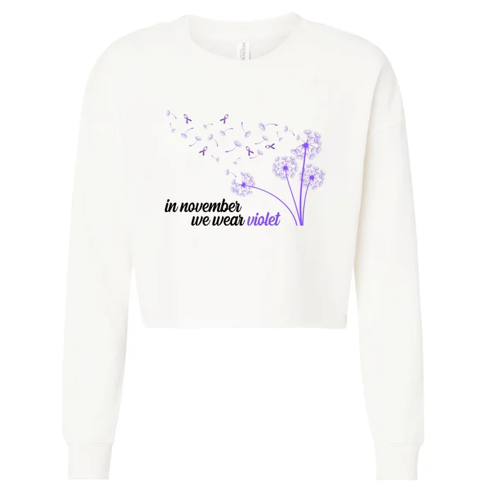 In November We Wear Violet Alzheimer Awareness Cropped Pullover Crew