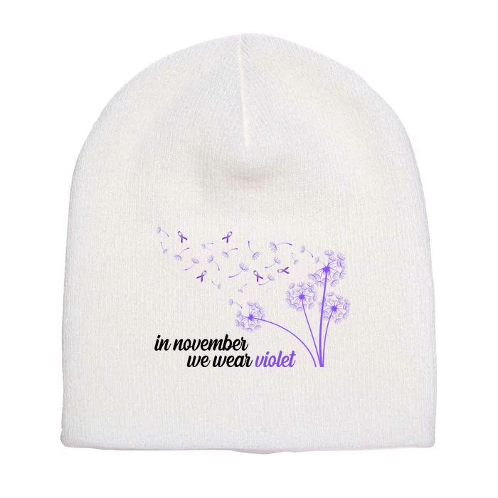 In November We Wear Violet Alzheimer Awareness Short Acrylic Beanie