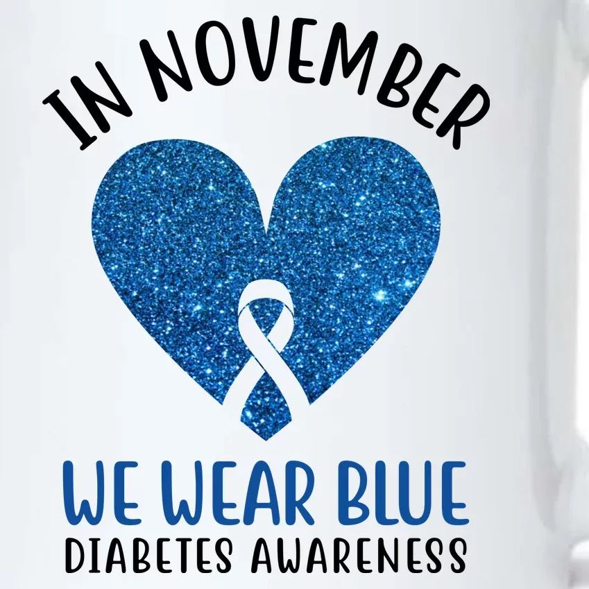 In November We Wear Blue Diabetes Awareness Heart Ribbon Black Color Changing Mug