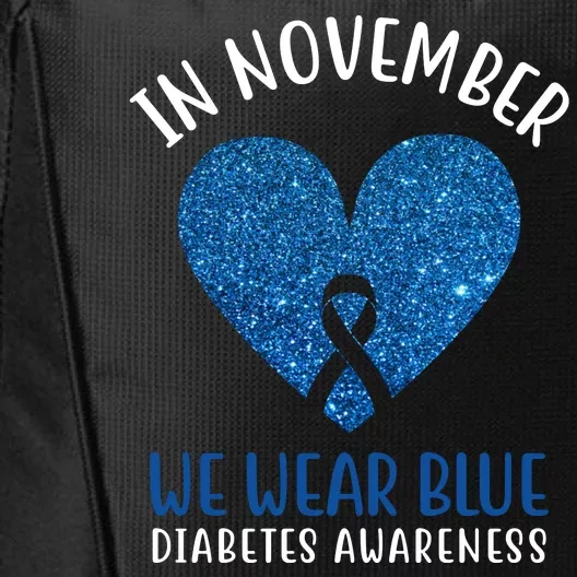 In November We Wear Blue Diabetes Awareness Heart Ribbon City Backpack