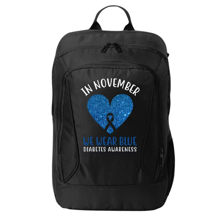 In November We Wear Blue Diabetes Awareness Heart Ribbon City Backpack