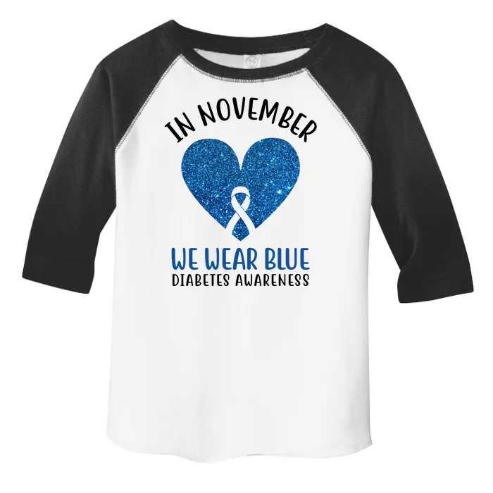 In November We Wear Blue Diabetes Awareness Heart Ribbon Toddler Fine Jersey T-Shirt