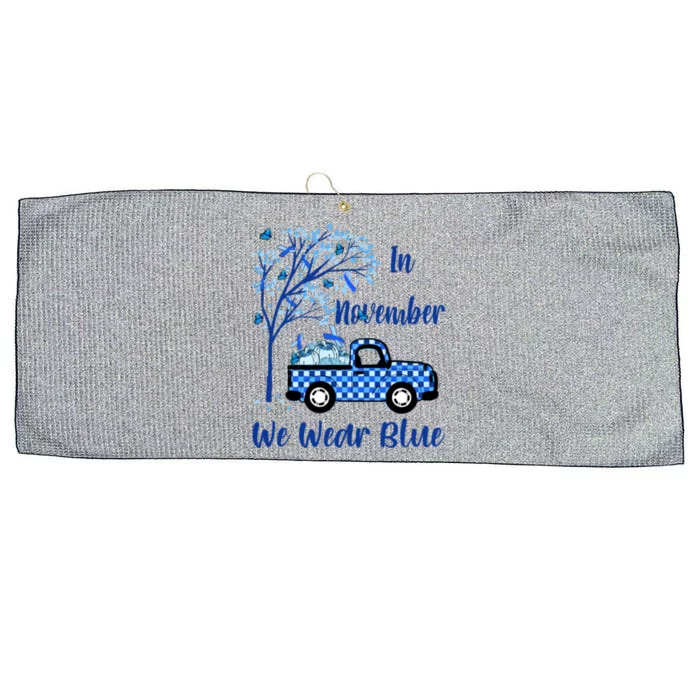 In November We Wear Blue Plaid Diabetes Awareness In November We Wear Blue Plaid Large Microfiber Waffle Golf Towel