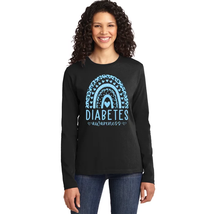 In November We Wear Blue Diabetes Awareness Month Ladies Long Sleeve Shirt