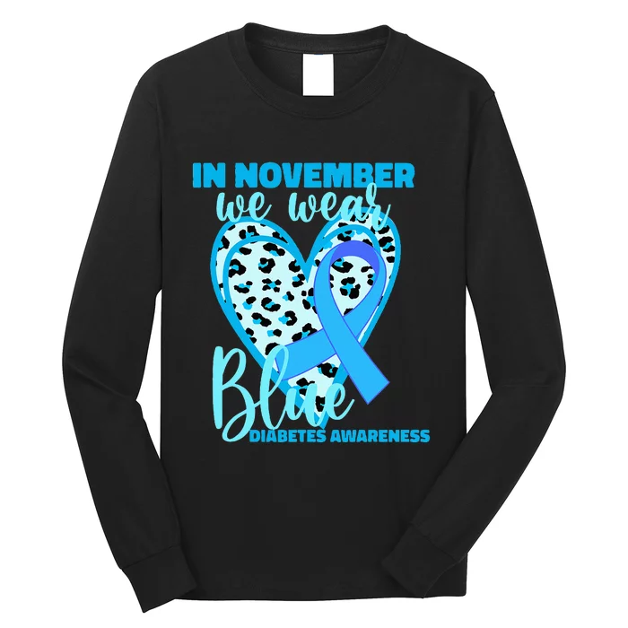 In November we Wear Blue Ribbon Diabetes Awareness Long Sleeve Shirt