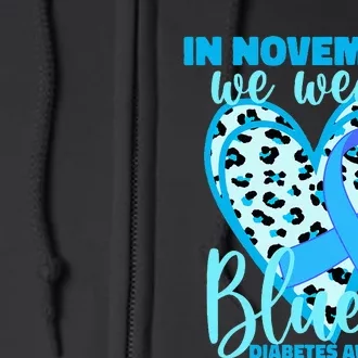 In November we Wear Blue Ribbon Diabetes Awareness Full Zip Hoodie