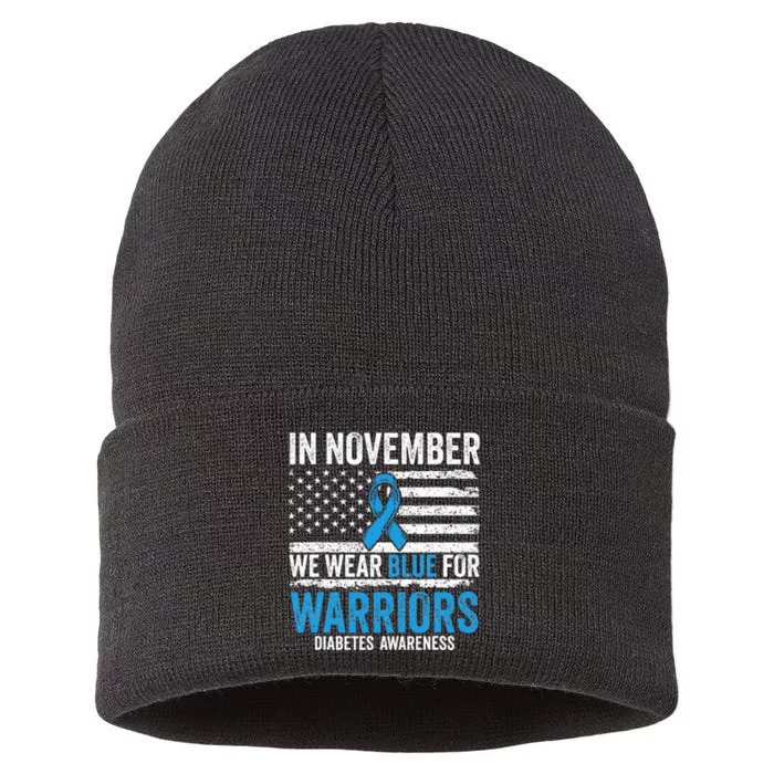 In November We Wear Blue Type 1 2 Warrior Diabetes Awareness Sustainable Knit Beanie