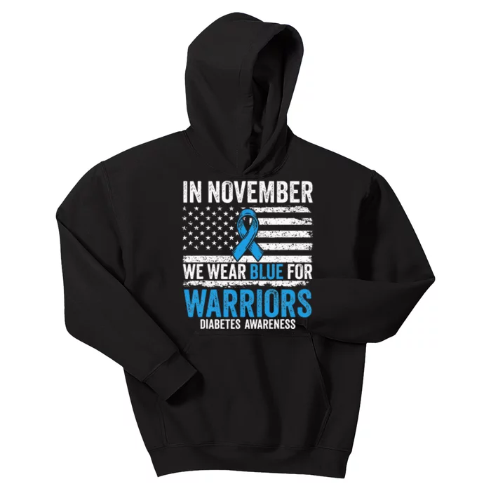 In November We Wear Blue Type 1 2 Warrior Diabetes Awareness Kids Hoodie