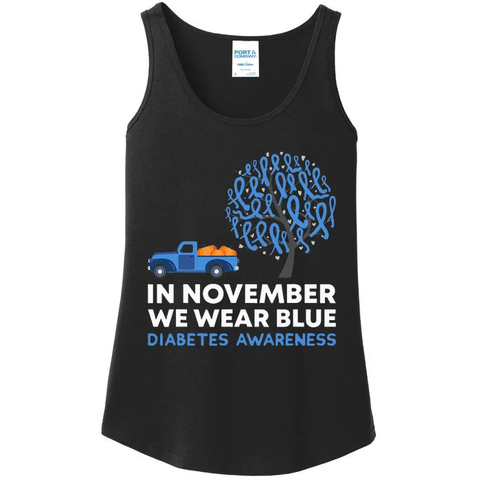 In November We Wear Blue Truck T1D Diabetes Awareness Month Ladies Essential Tank