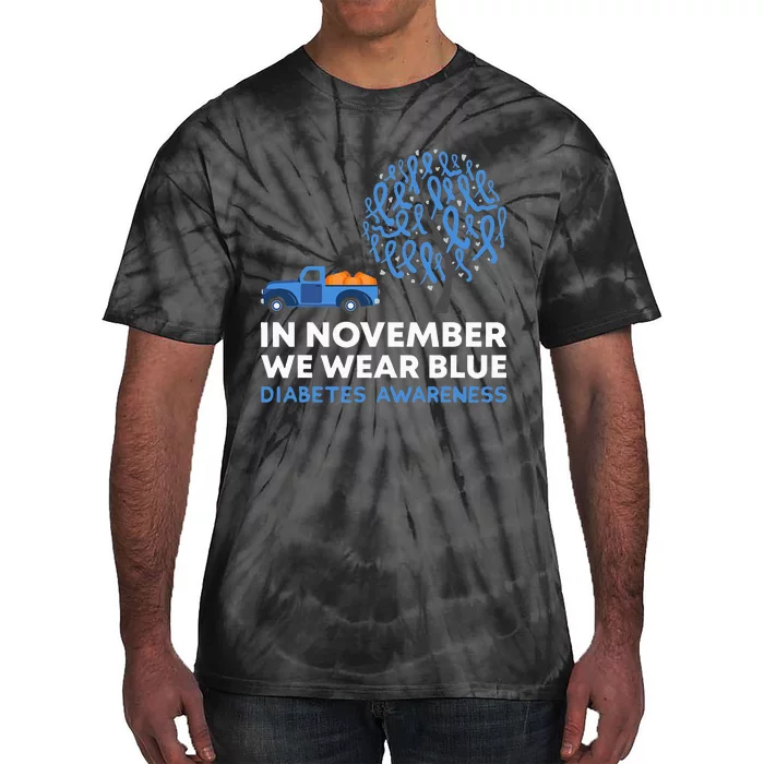 In November We Wear Blue Truck T1D Diabetes Awareness Month Tie-Dye T-Shirt