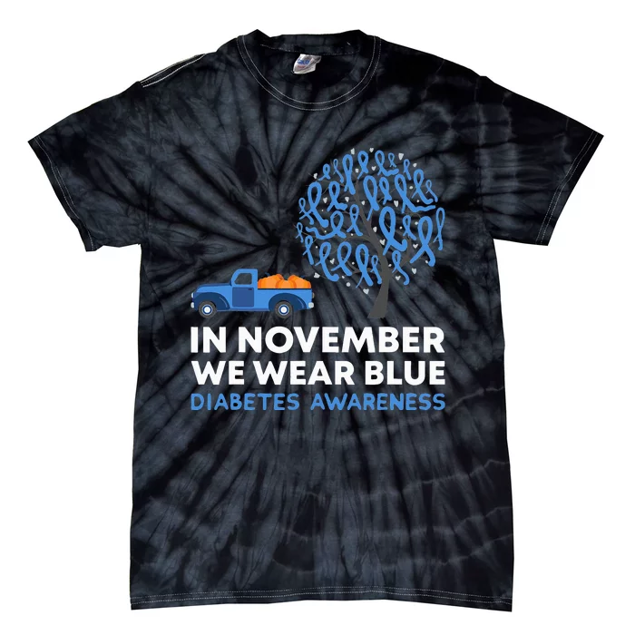 In November We Wear Blue Truck T1D Diabetes Awareness Month Tie-Dye T-Shirt